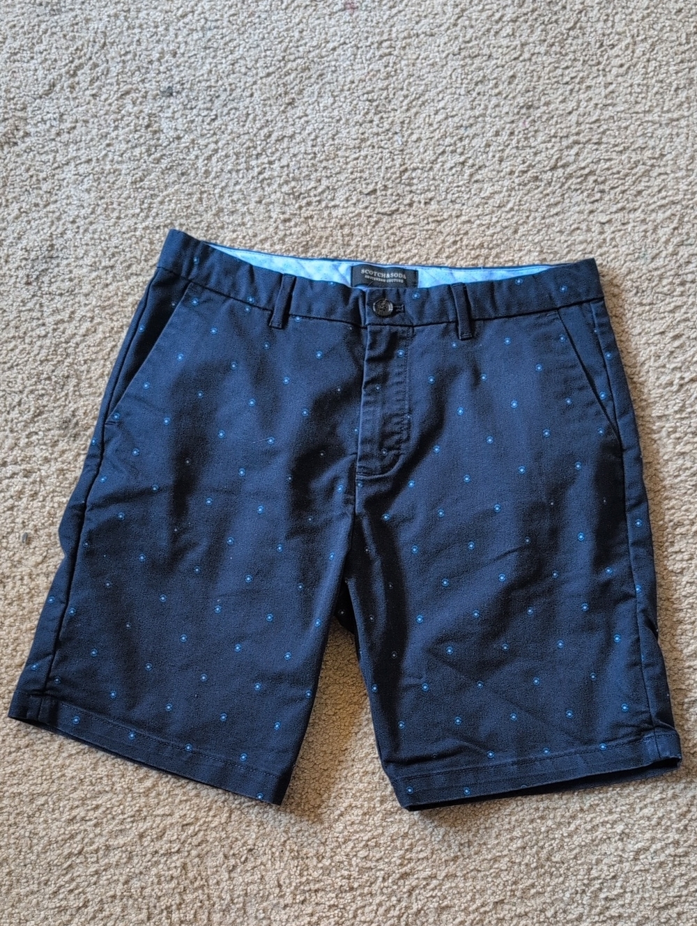 Scotch & Soda Stuart Navy Shorts with Light Blue Micro Dots